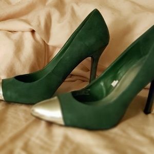 Green Velvet heels